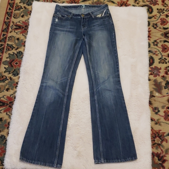 7 FOR ALL MANKIND Bootcut Blue Jeans sz 3 - Picture 4 of 7